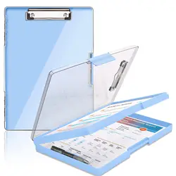 Durable Storage Clipboard with Side - Opening Compartment, 34x24 cm, Heavy - Duty Plastic Design (Blue)