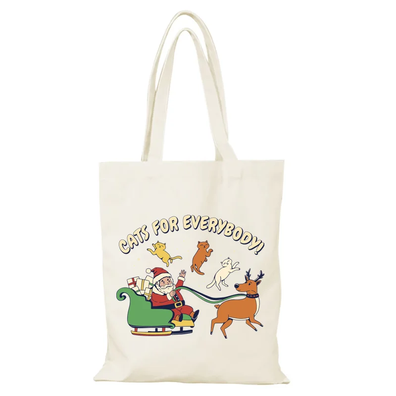 Shopper Tasche Cartoon Neujahr Geschenk Frohe Weihnachten Damen Umhängetasche Dame Taschen Handtaschen Tote Eco Frau Stoff Leinwand Einkaufen – Detail 10