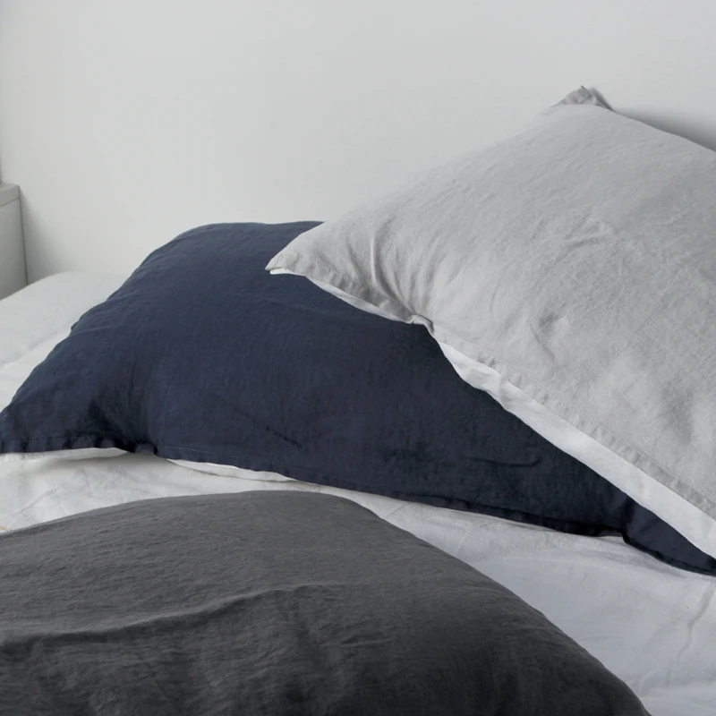 

100% French Linen Towel Pillow Cover Washed Solid Color Natural Flax Soft Breathable Durable with Elastic Band Pillowcase TJ9526