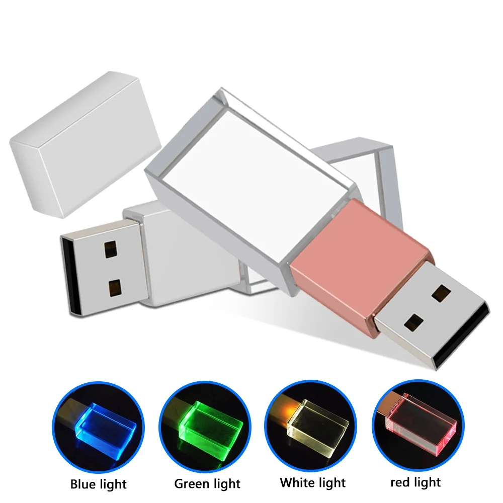 크리스탈 usb 스틱 3D 사용자 정의 로고 4 기가 바이트 8 기가 바이트 16 기가 바이트 32 기가 바이트 64 기가 바이트 usb 플래시 펜 드라이브 투명 유리 USB 플래시 드라이브 pendrive