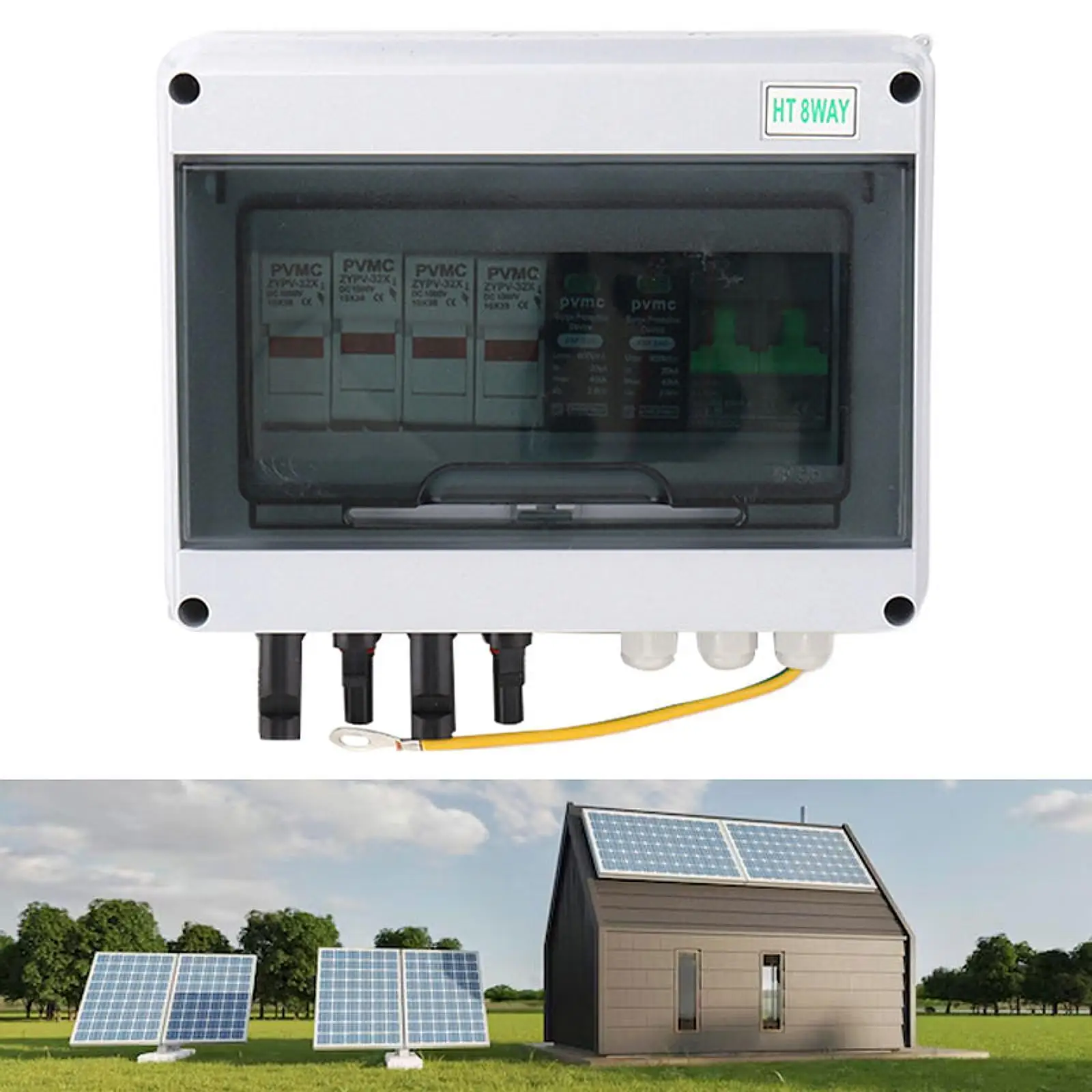 Solar Pv Combiner Box Sealed Dustproof DC 600V Fuse Mcb SPD for Car Industry