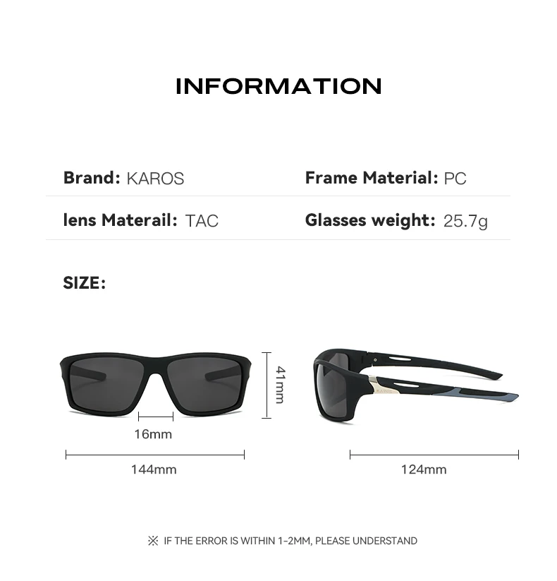 KAROS 2 Teile/satz Outdoor Polarisierte Sonnenbrille Männer Frauen Golf Tennis Sport UV400 Schutz Wandern Camping Brillen YZ2012 – Detail 8