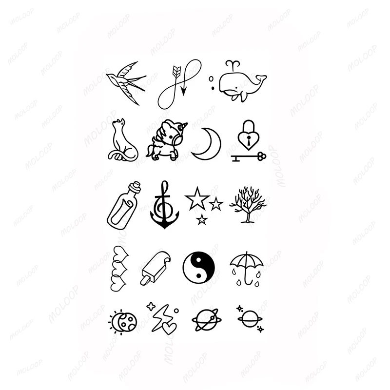 

Tattoo Stickers Cartoon Bird Whale Arrow Anchor Temporary Tatoo Arm Waist Decal Chest Body Art Kids Women Men Fake Tatoos