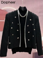 Trendy Male Light Luxury High-end Small Fragrant Coats Men's 2024 Autumn Winter New Chic Black Jackets Trendy Short Jacket Tops 1