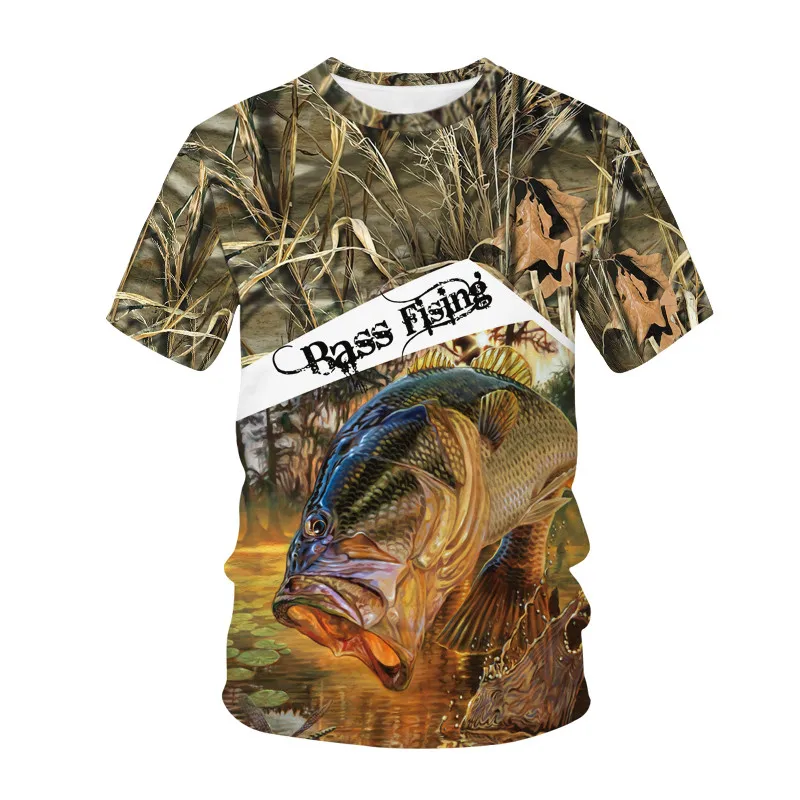 

2023 Summer New 3D Fishing Pattern Printed Men's T-shirt Casual O Neck Short Sleeve Hip Hop Fashion Style Men's/women's Clothing