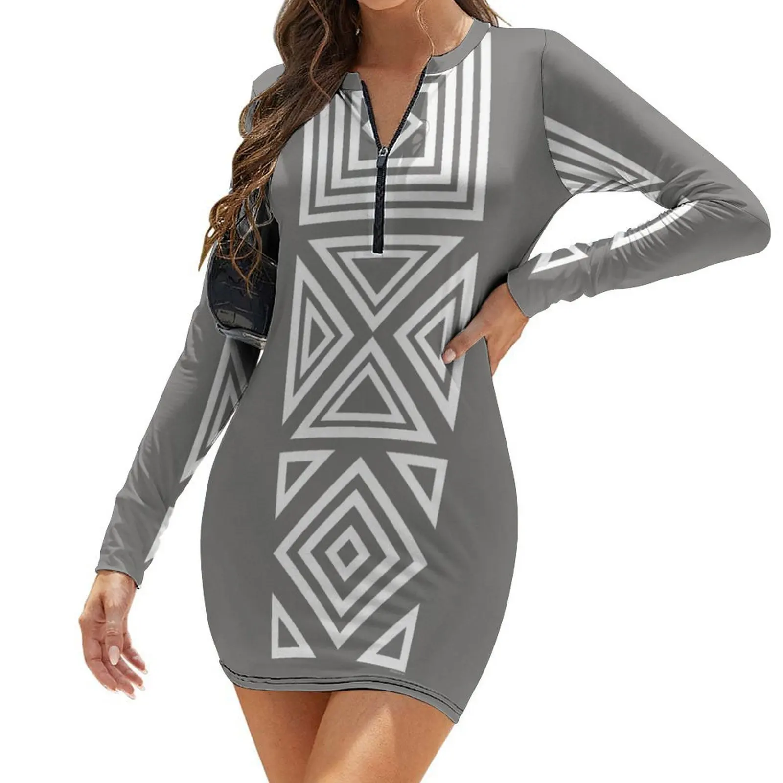 

Imigongo inspiration Long-Sleeve Bodycon Dress elegant chic women dresses promotion Long dress woman women's evening dresses