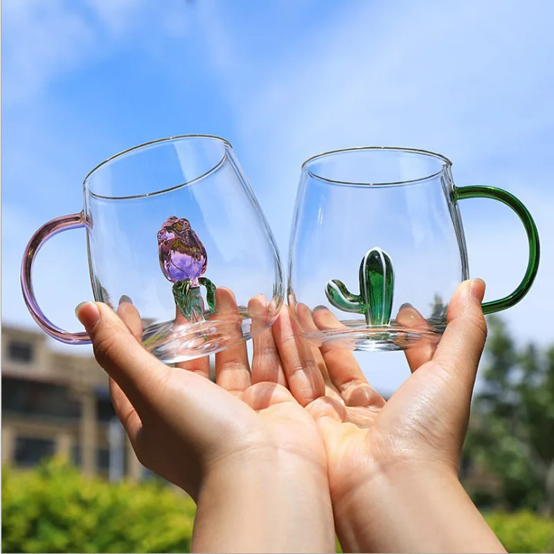 3D Animal Inside Glass Coffee Mug Cute Drinking Glasses resistente al  calore microonde Safe Coffee Milk Cup con manico colorato Tazas - AliExpress
