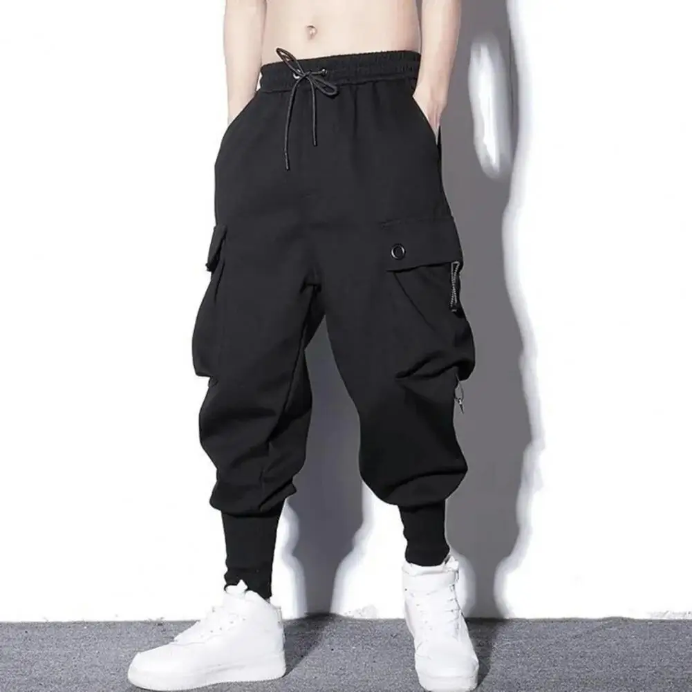 

Men Cargo Trousers Comfortable Men's Cargo Pants with Ankle Bands Multiple Pockets Elastic Waist for Casual Sports Outdoor