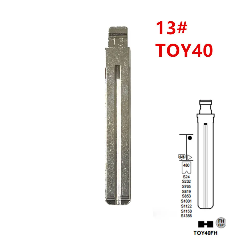 

10pcs Uncut Flip Metal Key Blade 13# TOY40 TOY48 Toy48FH for Lexus,Toyota IX35 for KD Keydiy Xhorse VVDI Remotes Key Blank No.13