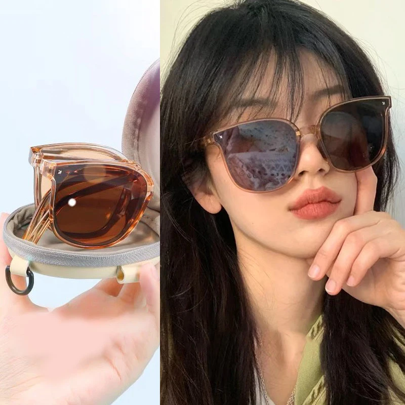 

Fashion Women's Sunglasses Polarized UV400 Foldable With Box Sun Glasses Portable Decorative Designer Shades