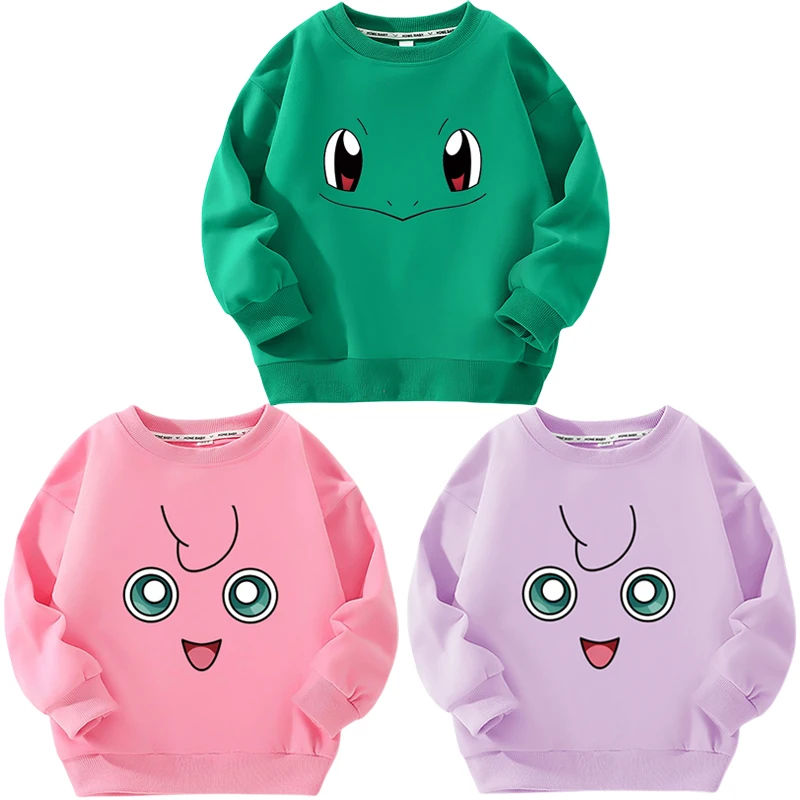 

Милая осенняя одежда для мальчиков и девочек с изображением покемона из аниме, сквиртла, пуловер, свитер, детские топы, свитшот, худи