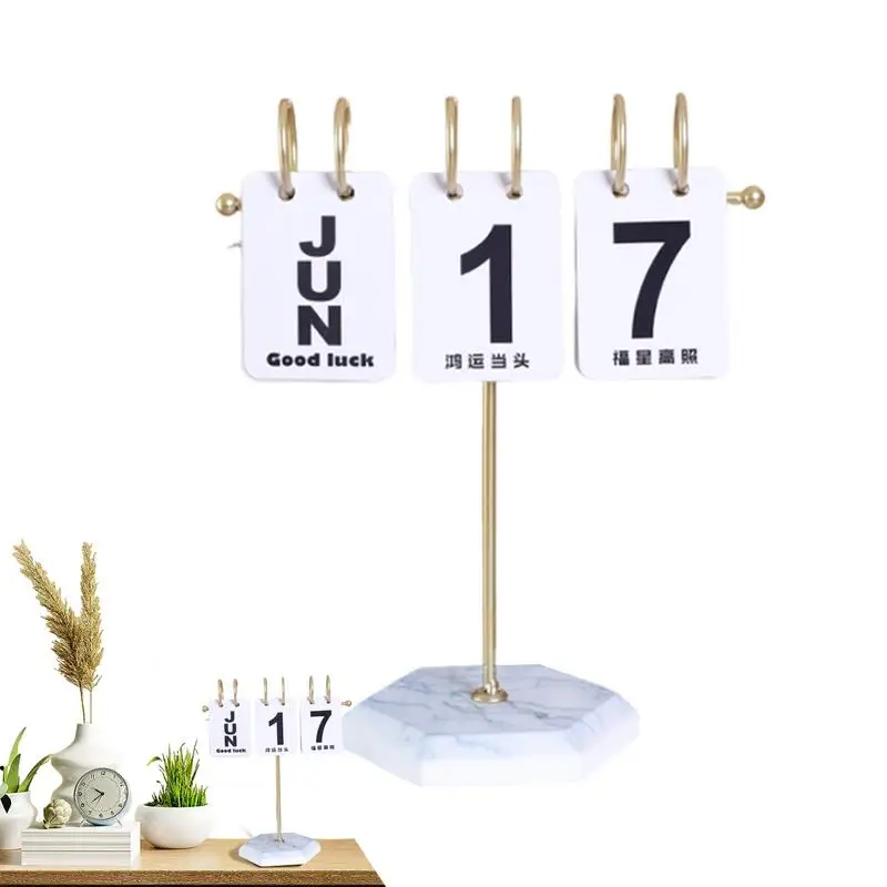 

Desk Calendar Decoration Reusable Iron Frame Calendar Ornament Tabletop Perpetual Calendar Metal Desk Calendar For Office