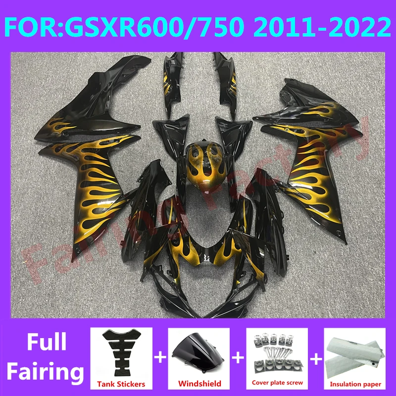 

Fairing kit for GSXR600 750 GSXR 600 GSX-R750 K11 2011 2012 2013 2014 2015 2016 2017 2018 2019 2020 2021 Fairings set gold flame