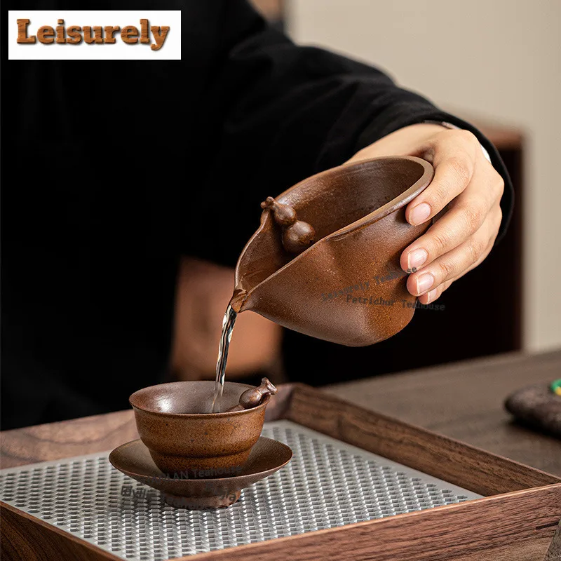 140ML Sauce Glaze Gourd Tea Pitcher Pour Tea Serving Cup Cha Hai Dispenser Household Justice Cup Fair Mug Tea Ceremony Supplies