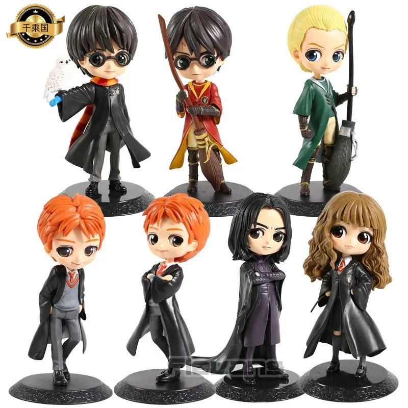 7 Typescartoon Harry Potter Action Figure Hermione Ron Malfort Model Dolls Q Version Doll Car Cake Decoration Giocattoli Per Bambini Regalo