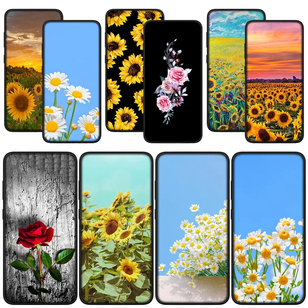Daisy Sunflower Rose Flower Peony Red Per Samsung Galaxy A02 A03 A01 A11 A42 A70 S7 J6 J8 J7 J2 J5 Prime A6 A8 Plus A7 A9 Case