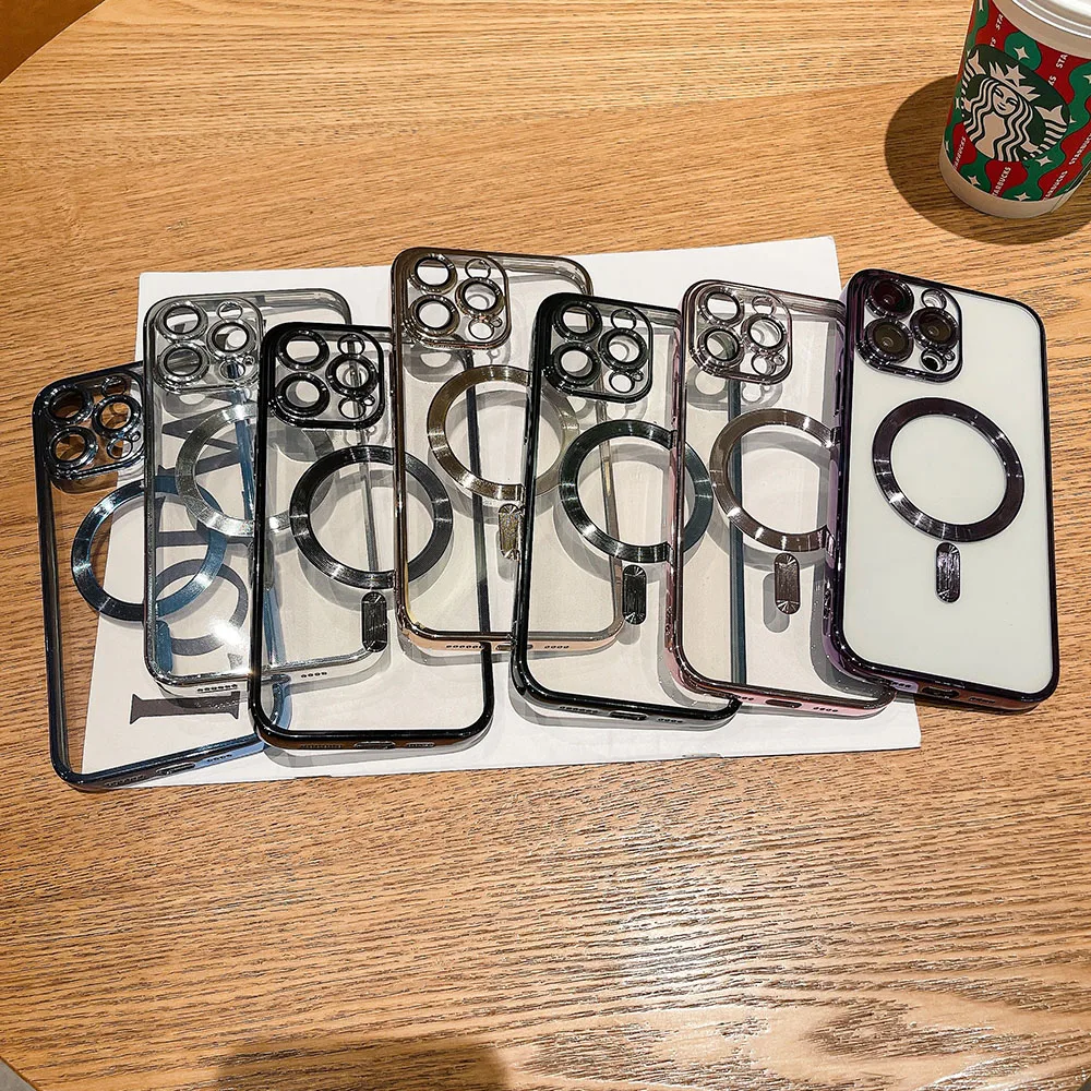 Luxury Shockproof Transparent Acrylic Magnetic Phone Case Cover