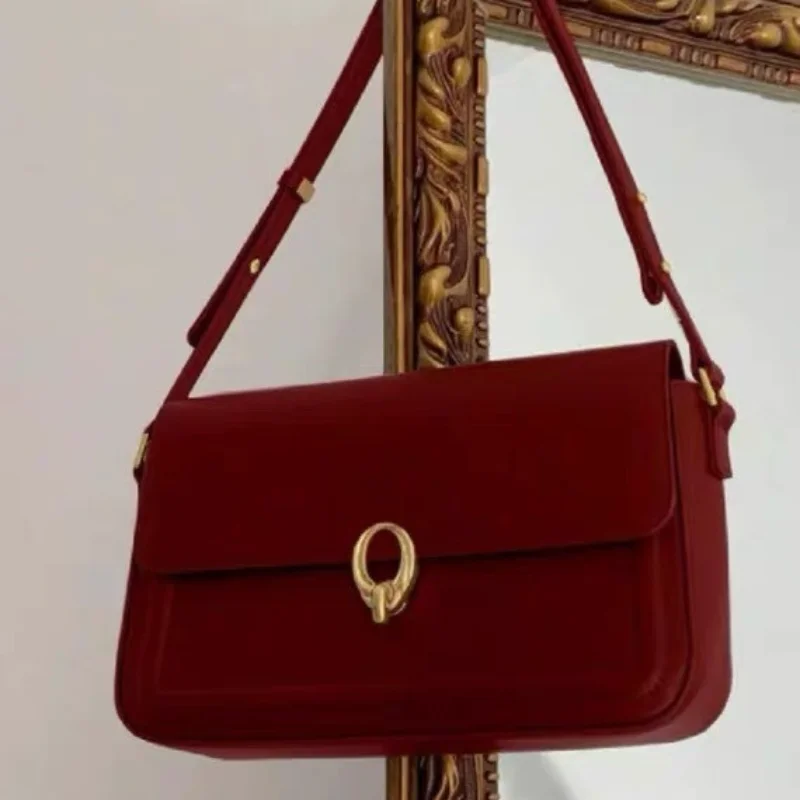 Women's 2023 New Red With High Quality And Unique Texture, Underarm Bride Crossbody Shoulder Bag, Wedding Bag