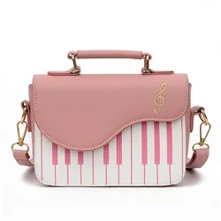 Elegant Women's PU Leather Shoulder Bag - Korean Piano Design (Pink)