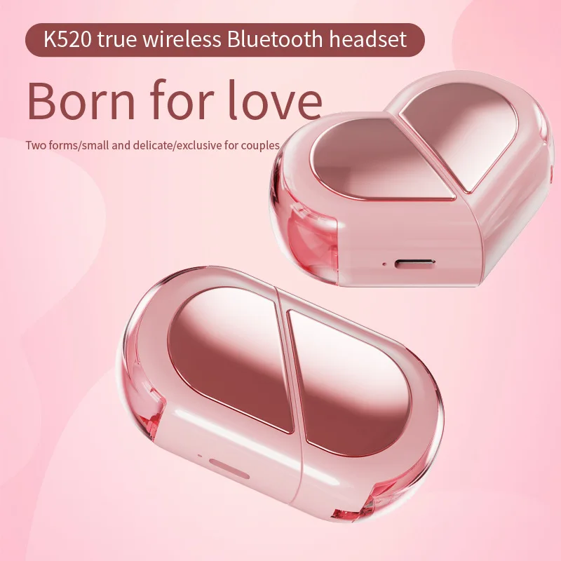 

360° Rotatable Bluetooth 5.3 Heart Shape Earphones Love TWS True Wireless Headphone Lightweight Hifi Bass Earbuds For Girl Gift