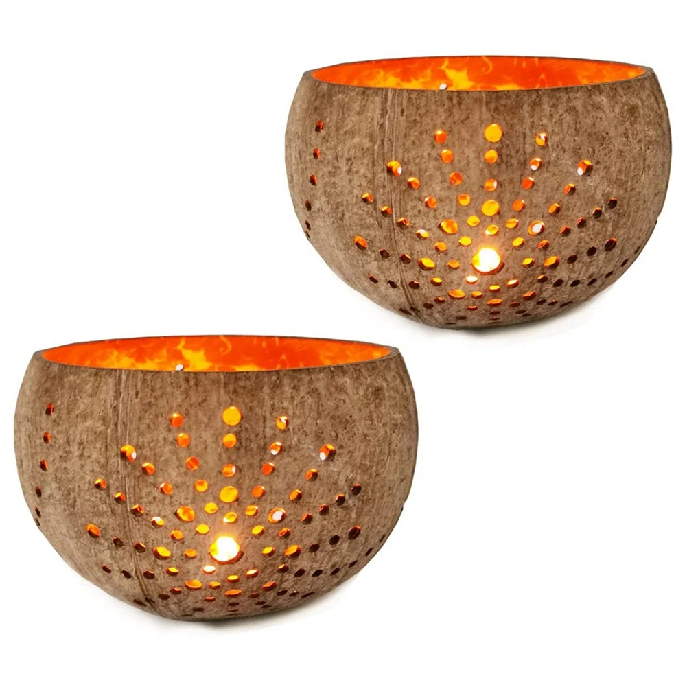 

Candle Holders,Handmade Coconut Shell Candle Holder for Tealight Small Pillar Rustic Candle Coconut Shell Bowl