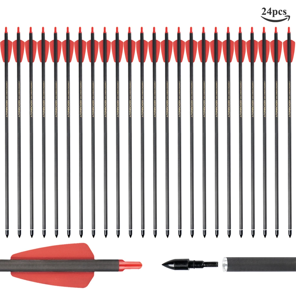 Premium Crossbow Bolts with Replaceable Arrow Tips - Pack of 12/24, 15-Inch, Spine 350, Ideal for Archery and Outdoor Hunting
