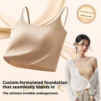 Ubowen S-XL Débardeur Camisole Dos Nu pour Femme avec Coussinets de Poitrine Intégrés, Débardeur Court Sans Couture d'Été avec Bonnets Fixes 3