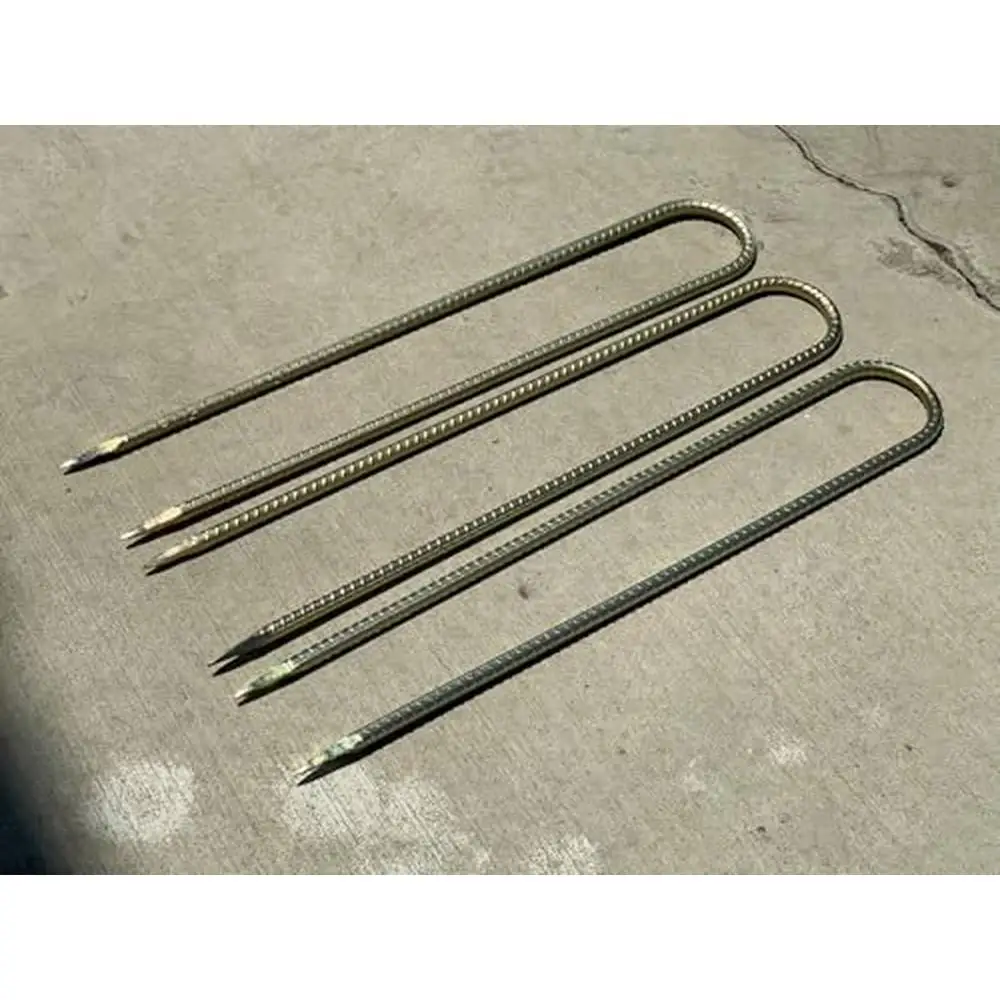 Heavy Duty 24" U-Shaped Rebar Stakes 1/2" #4 Rebar Ground Anchors Galvanized Steel 10 Pack