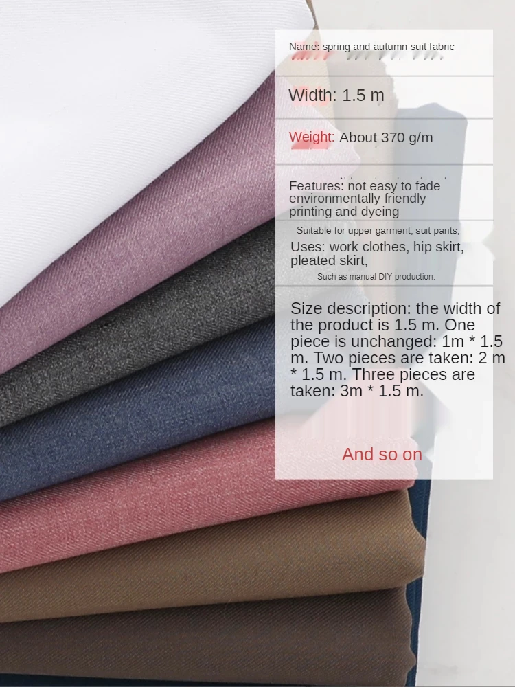 Anti Wrinkle Suit Fabric Anti-wrinkle Suit Fabric By The Meter For Pants Skirt Uniform Fashion Clothing Diy Sewing Plain Black White Blue Red Per Yard