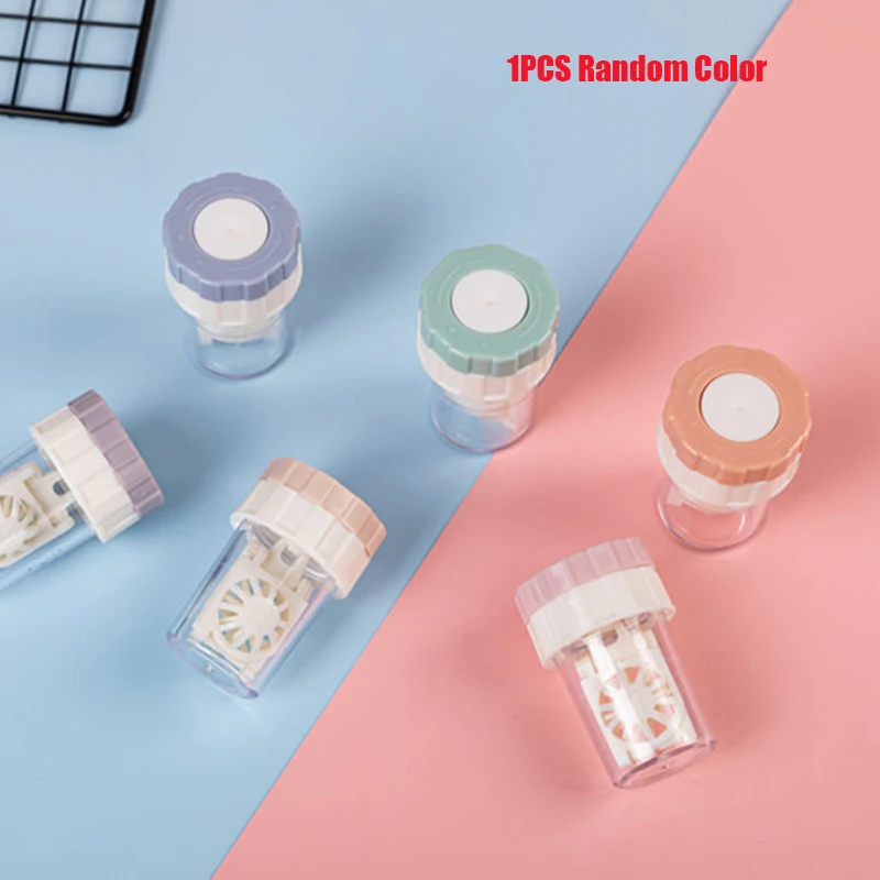 כלי ניקוי עדשות מגע ניידות תיבת ניקוי עדשות מגע צבעוניות תיבת אחסון פלסטיק לאביזרי משקפיים