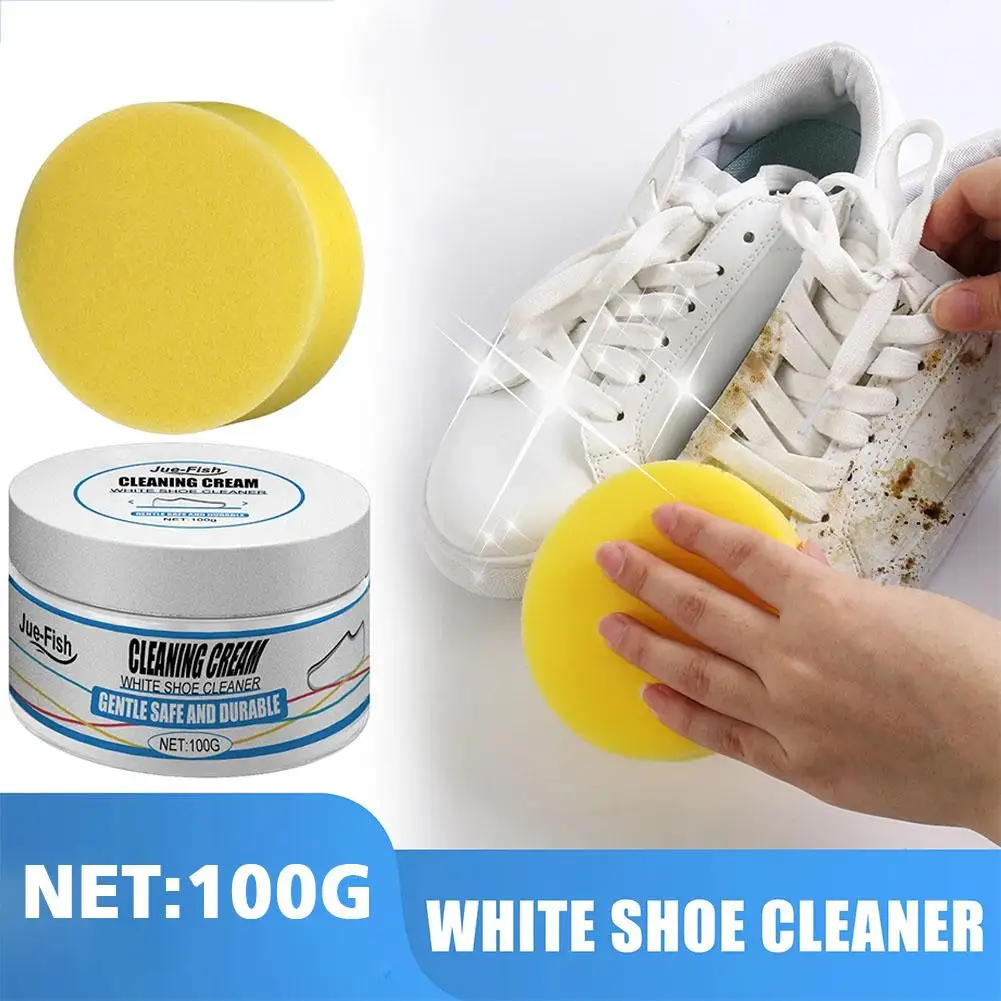 Shoe Cleaner Shoe Cleaning Kit Shoe Shining Tool White Shoes Cleaning Cream With Sponge Special Decontaminant Shoe-shining Artifact Stain Removal For Household Shoes Cleaner