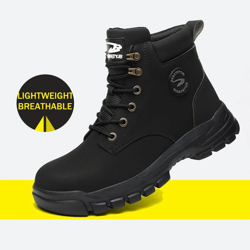Lynjacye Work Boots Mid Cut Safety Shoes Men Work Sneakers Indestructible Shoes Puncture-Proof Protective Shoes Work Boots 2