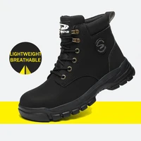 Lynjacye Work Boots Mid Cut Safety Shoes Men Work Sneakers Indestructible Shoes Puncture-Proof Protective Shoes Work Boots 2