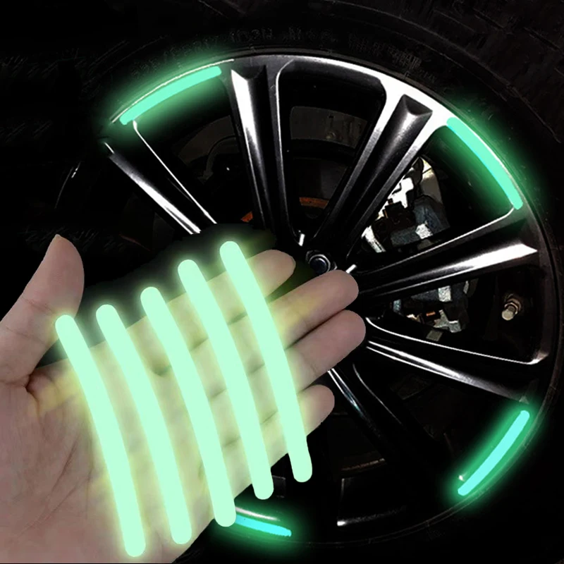 

Car Reflective Strips Stickers Car Motorcycle Wheel Hub Decor Sticker Decals Safety Driving Warning Decal Auto Accessories 20Pcs