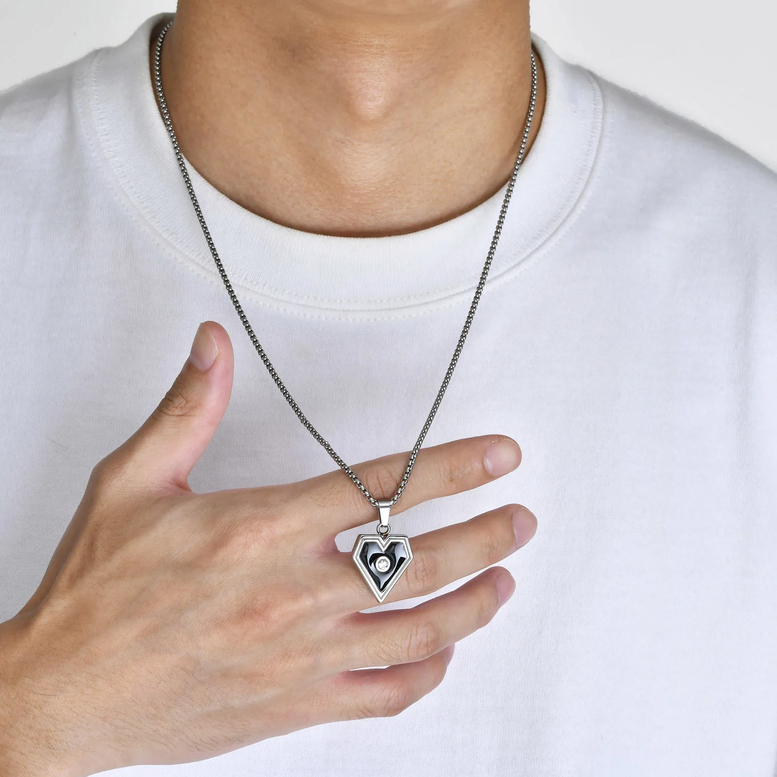 Double Triangle Pendant Men Necklace (EGN087) – EGLOW