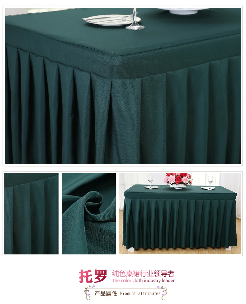 Tischdecke Box Cover Ganzer Tisch Hochzeit Rechteck mit Rock Swag Rüschen Stil Party Hotel Treffen Bankett Show Dekoration – Detail 11