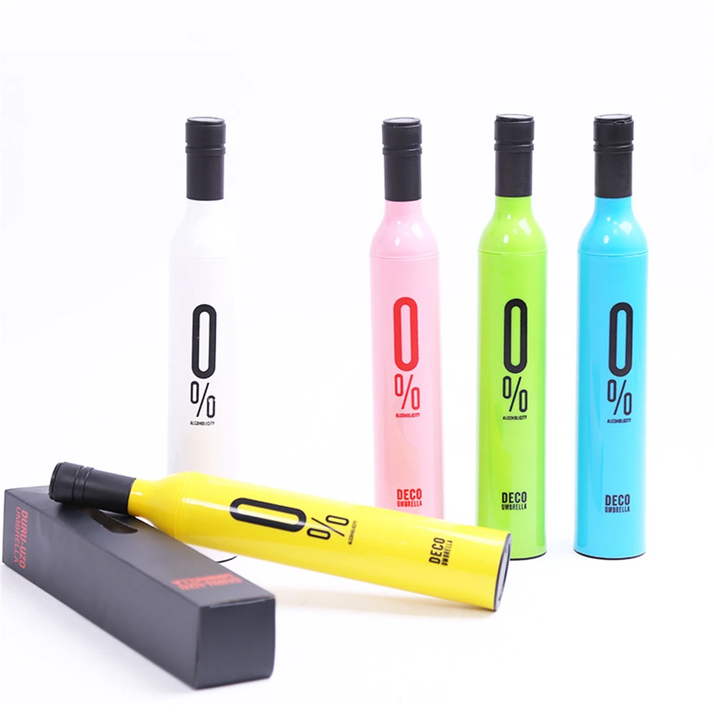 Folding Umbrella Anti Wind Mini Rain Umbrella Beautiful Car Gift UV Protective Wine Bottle with Holder