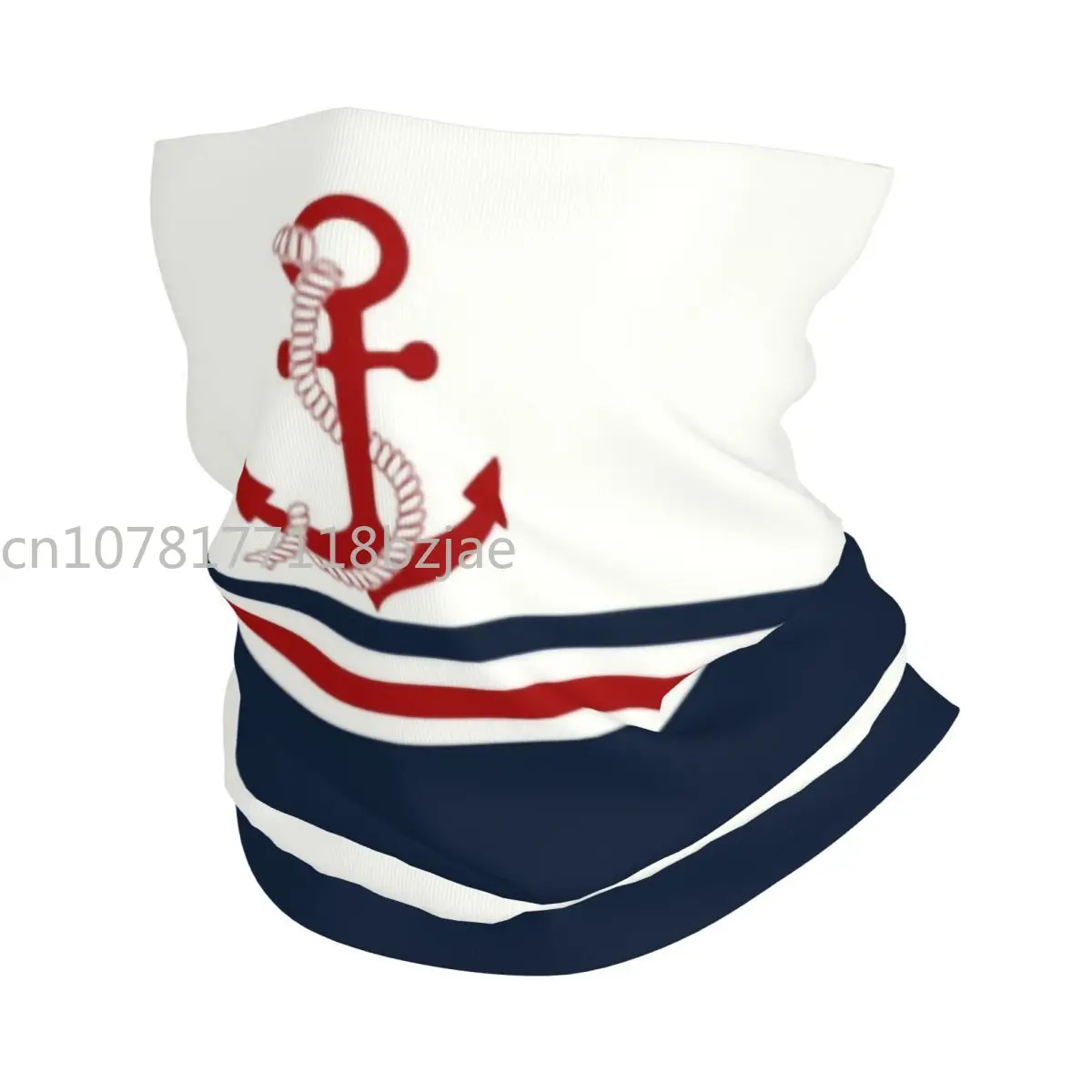 

Navy Blue Stripes Nautical Anchor Boat Neck Gaiter Men Women UV Face Shield Winter Bandana Scarf for Ski