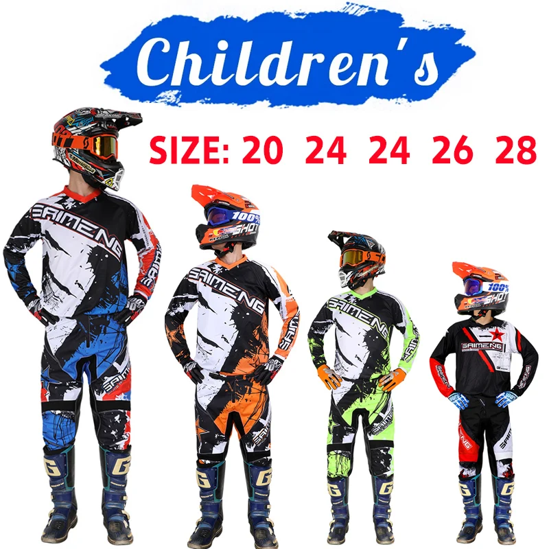 오토바이수트 오프로드 오토바이 아머, 레이싱 의류, 낙하 방지 아머 슈트, 가슴 보호대, 등 보호대, 반바지, 무릎 보호대 8 모토크로스 저지 및 바지 아동복, 큰 소년 소녀 어린이 오토바이 레이싱 세트 기어 세트, 레이싱 세트 청소년 오토바이 mx