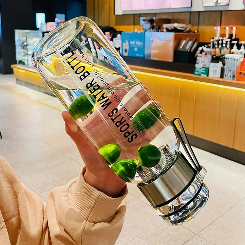 

Стеклянная бутылка для сока с заварочным устройством, посуда для напитков на открытом воздухе с портативным ремешком, спортивные бутылки для воды, чая, дорожная бутылка для воды