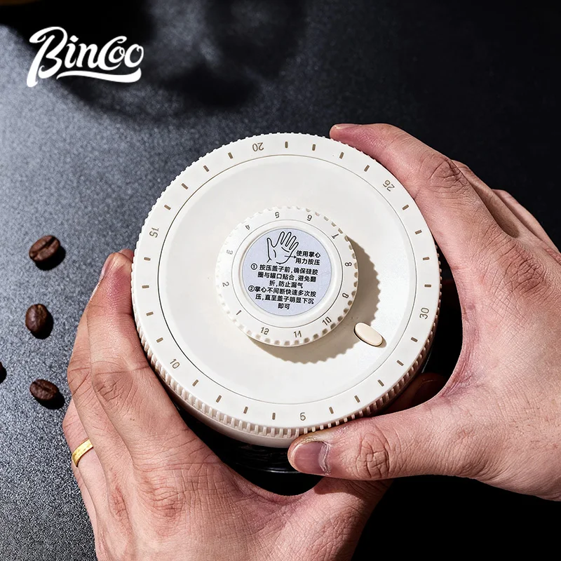 Bincoo 400ml Vacuum Coffee Carrier – Glass Storage Container with Pressure Pump, Airtight Container for Coffee Beans, with Date Re...