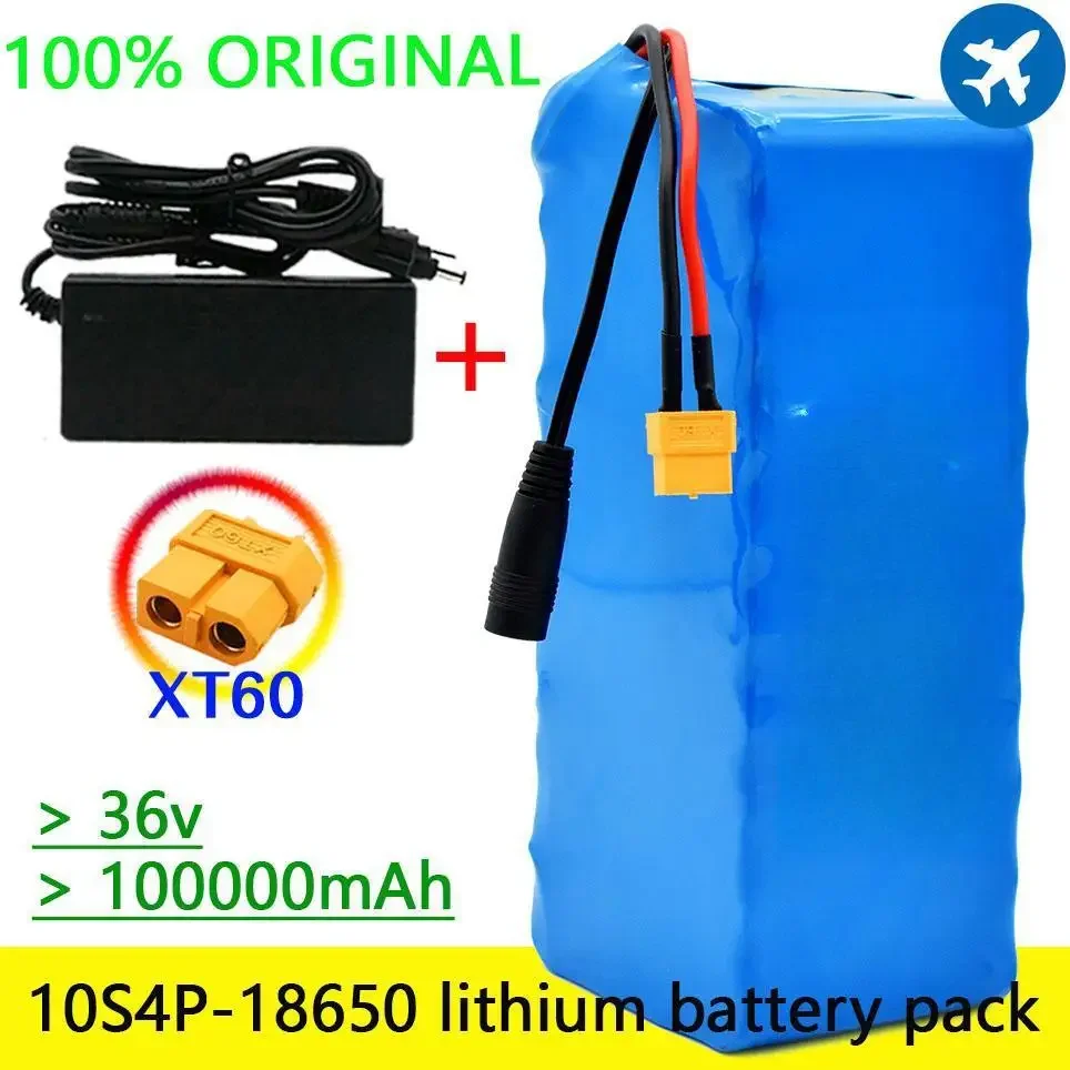 

36V 10S4P 100Ah battery pack 1000W high power battery 42V100000mAh Ebike electric bicycle BMS 42v battery with xt60 plug+charger