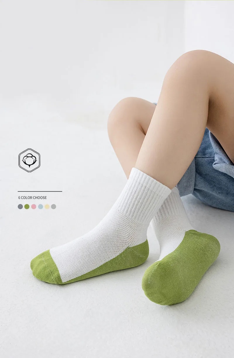 5 Paar Kindersommersocken 3-18 Jahre Farbblockierung Mesh-Sportsocken für Jungen Atmungsaktiv Schweißabsorbierend Kindersocken für Mädchen – Detail 1