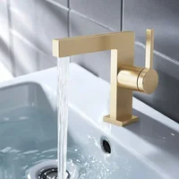 Modern Basin Faucet Matte Gray Brass Bathroom Waterfall Sink Faucet Brushed Gold Hot Cold Washbasin Faucet Mixer Water Tap Crane 2