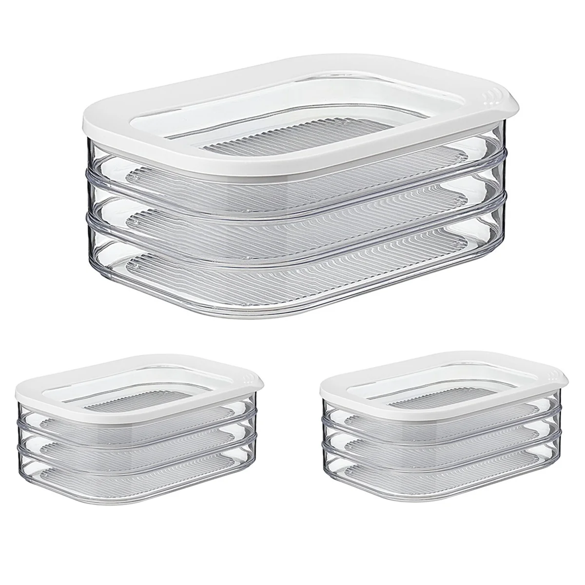 

3PCS 1.6L with 3 Tier Meat Pieces Storage Box Airtight Lid Dishwasher Safe 3Layer Crisper