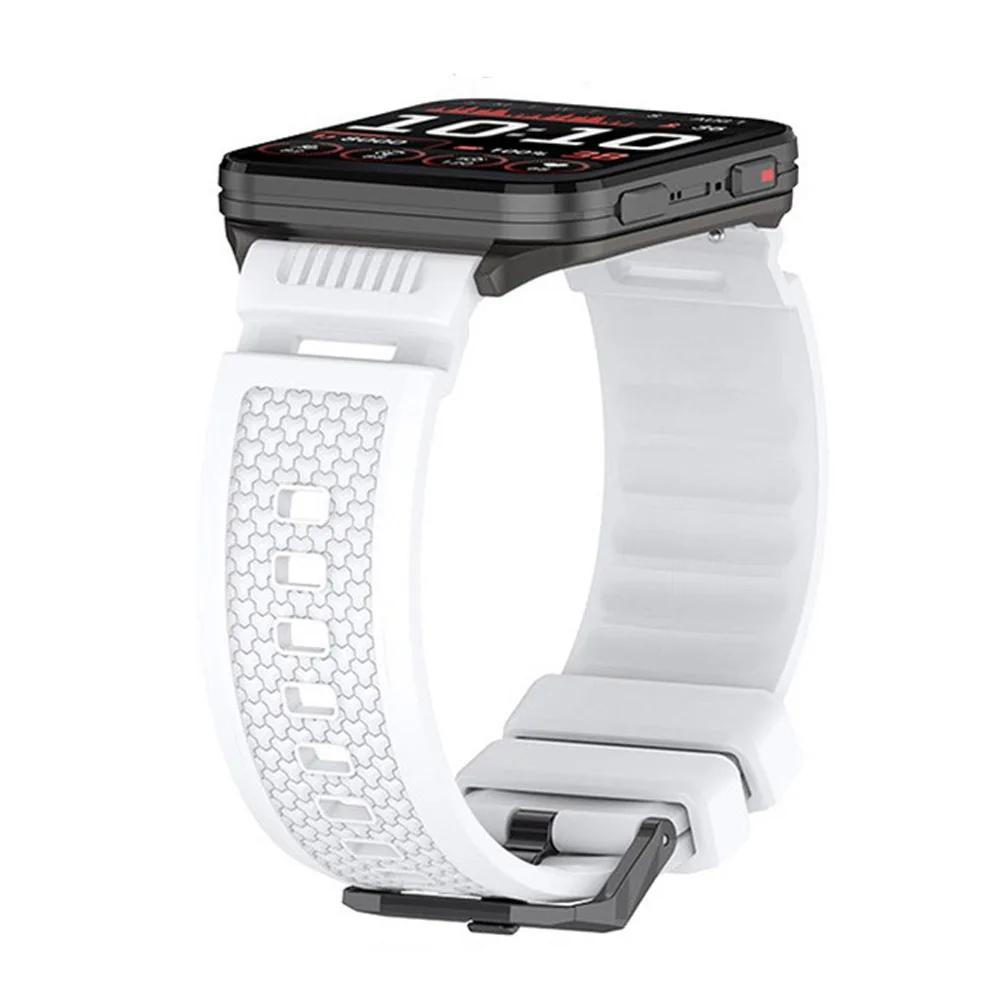 Textured Surface Black Buckle Silicone Watchband Strap