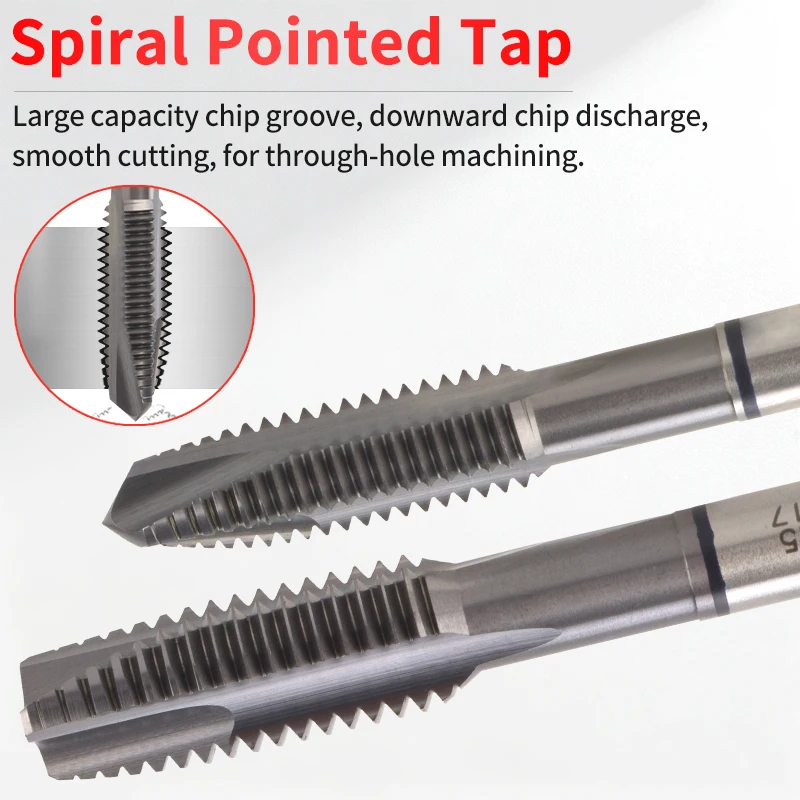 Black Ring CPM Spiral Fluted Tap Pointed M3 M4 M5 M6 M8 M10 M12 Machine Screw Thread Taps For HRC38°