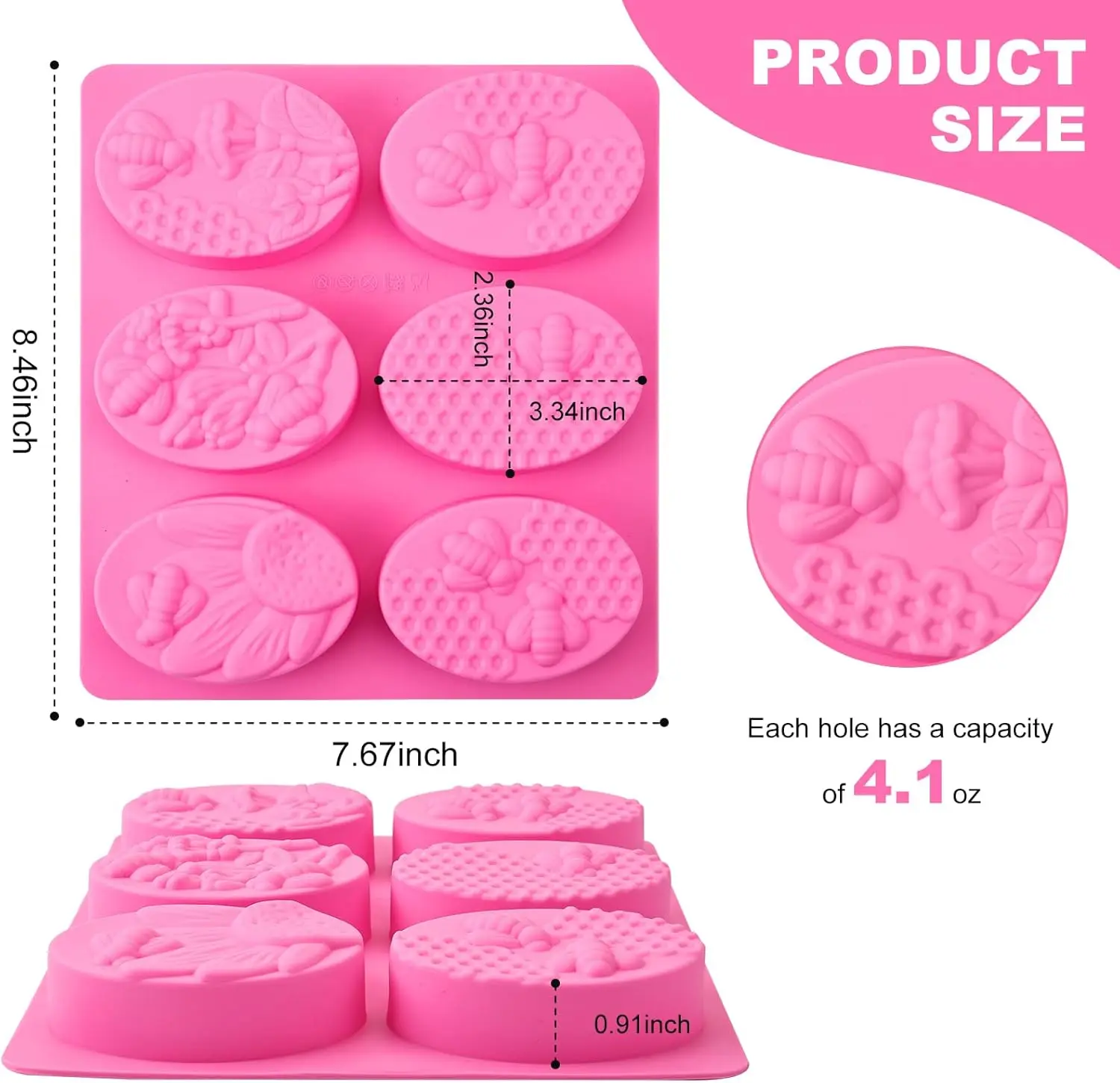 Silicone Soap Molds 6 Cavities Rectangle for Homemade Craft Mold Cake Mold Chocolate Mold ＆ Ice Mold