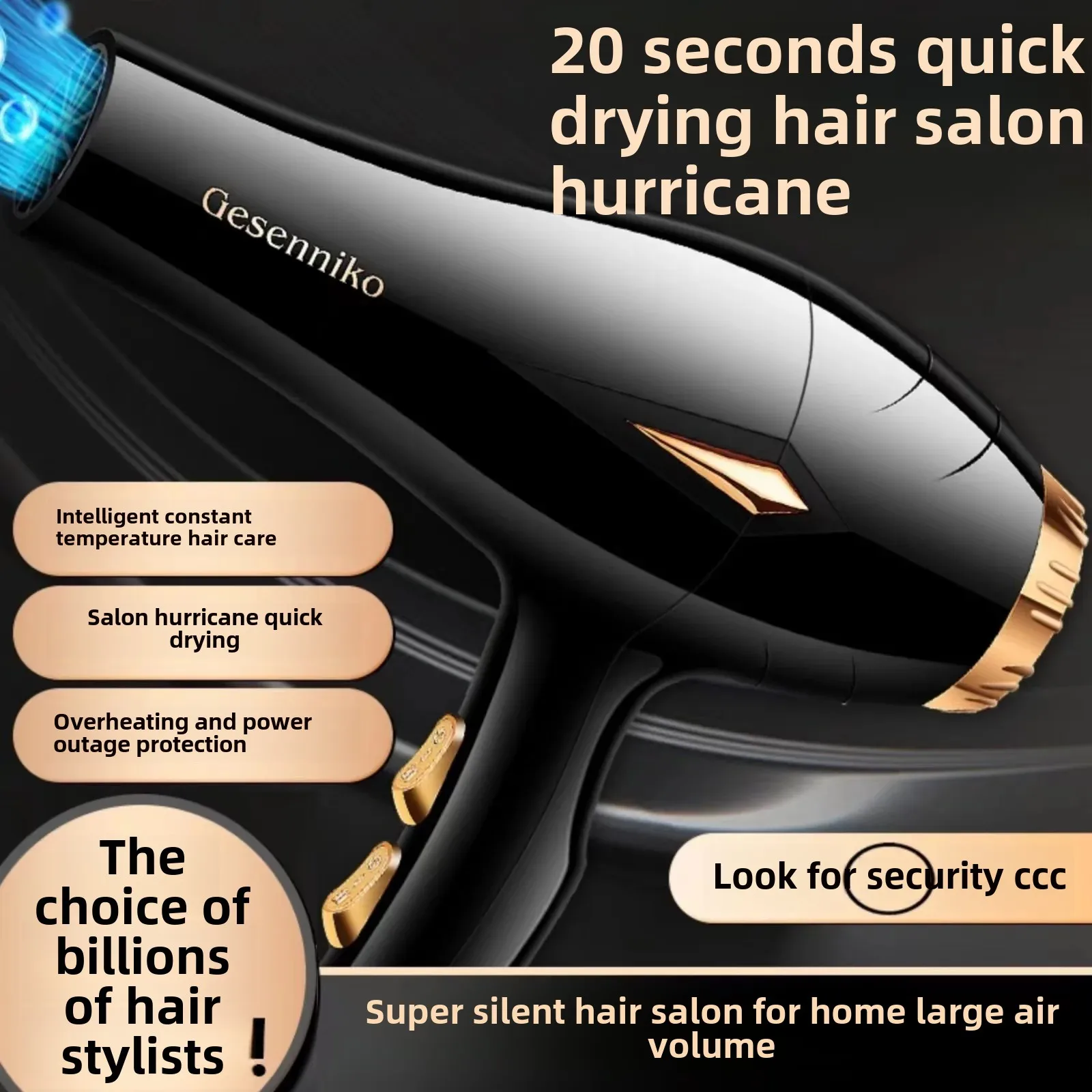 High Power Negative Ion Hair Dryer Home Use Salon High Speed Quick Drying Strong Wind Power Hair Dryer