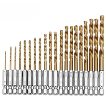 

13/19/20Pcs 6.35mm 1/4 Hex Shank 1.5-6.5mm Drill Bits HSS High Speed Steel Titanium Coated Drill Bit Set Power Tools Accessories